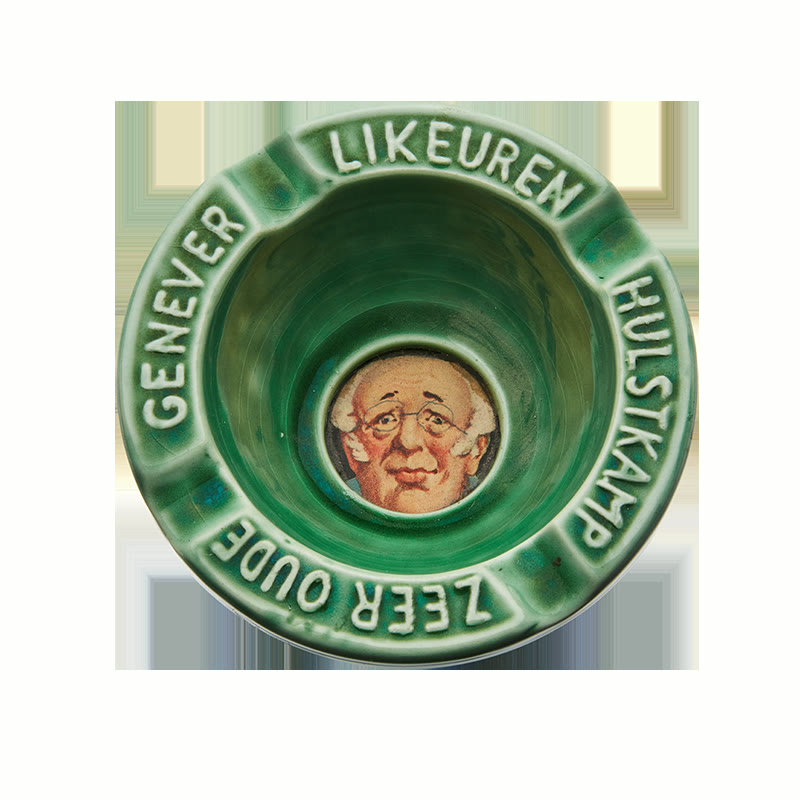 ASBAK GROEN ROND PLATEEL met portret