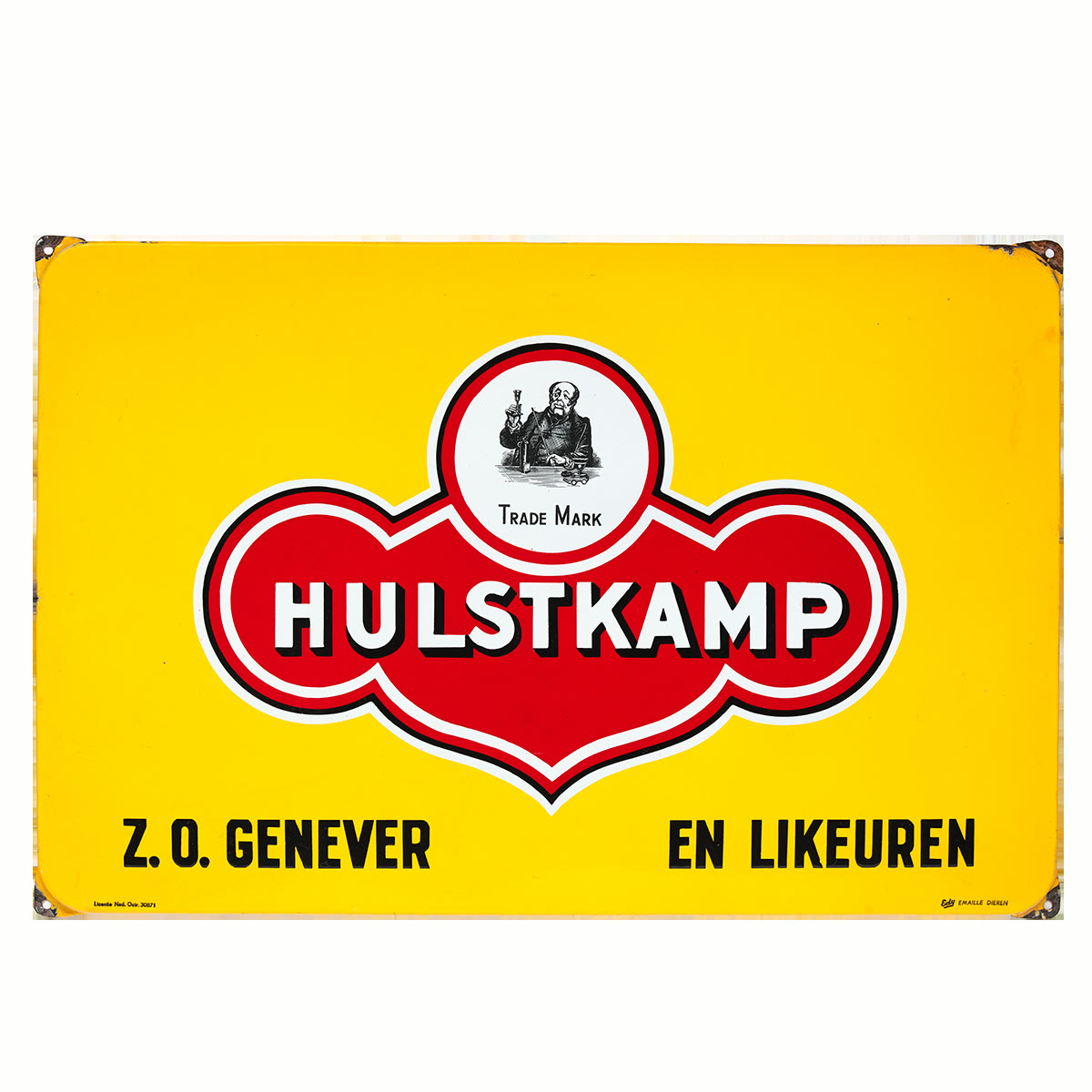 Emaille bord roodmerk klein