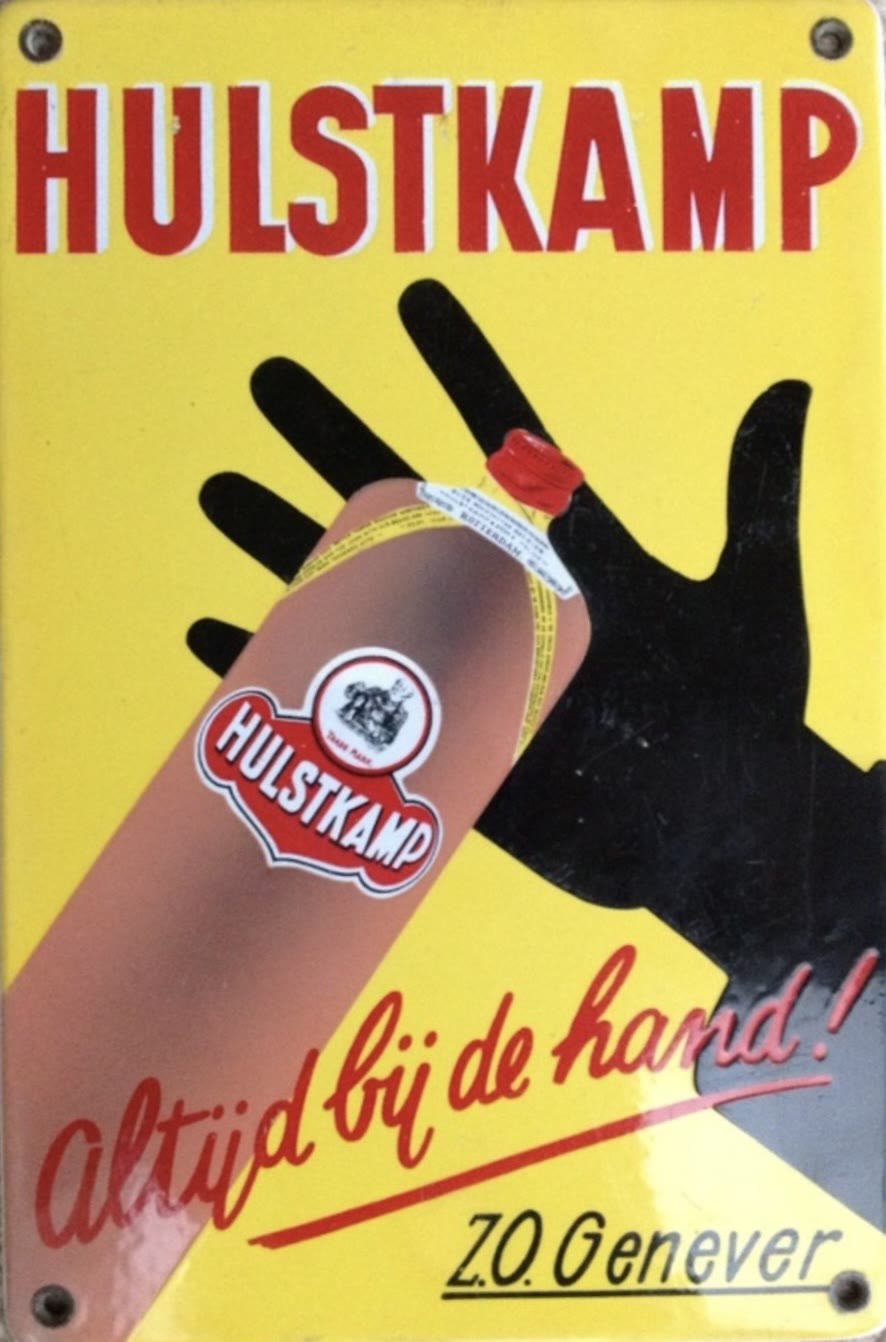 Zwarte Hand emaille bord